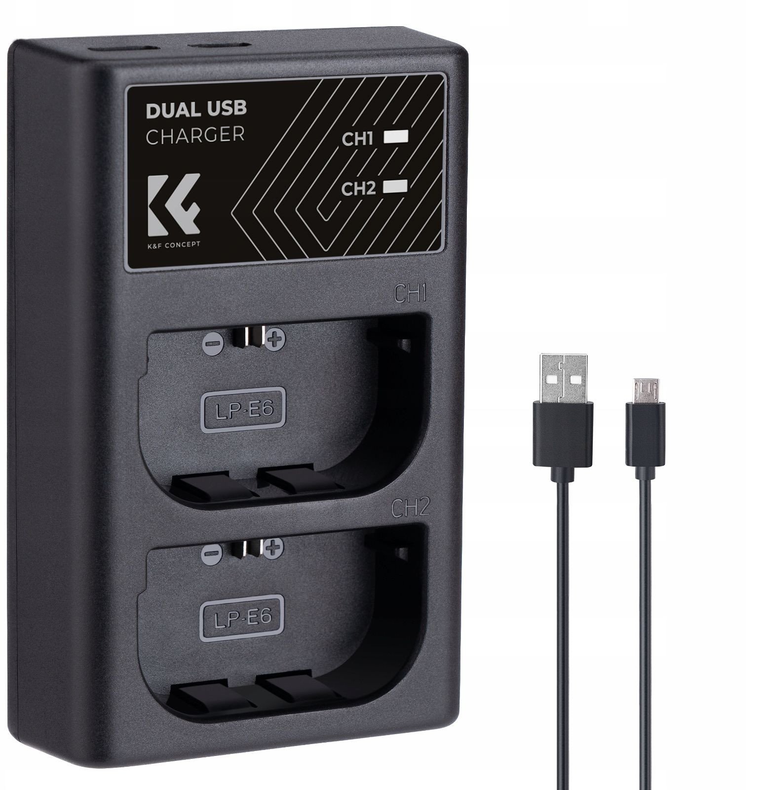 Karikues baterish K&amp;F Concept LPE6NH, Dual Channel, LED, Type C