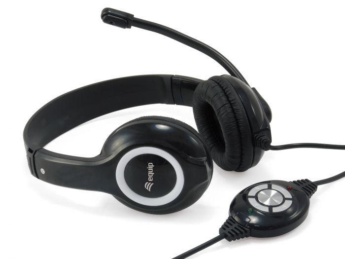 Kufje USB me mikrofon E-Quip 245301, stereo, kabllo 2m, të zeza
