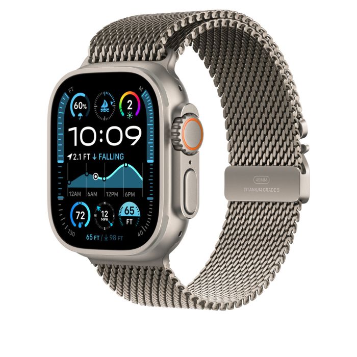 Apple Watch 49mm Milanese Loop, Natural Titanium Milanese Loop, S