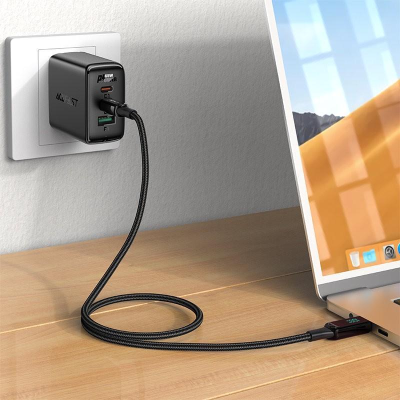 Kabllo karikimi Acefast C6-03 USB C në USB C, 2 m, 100W, e zezë