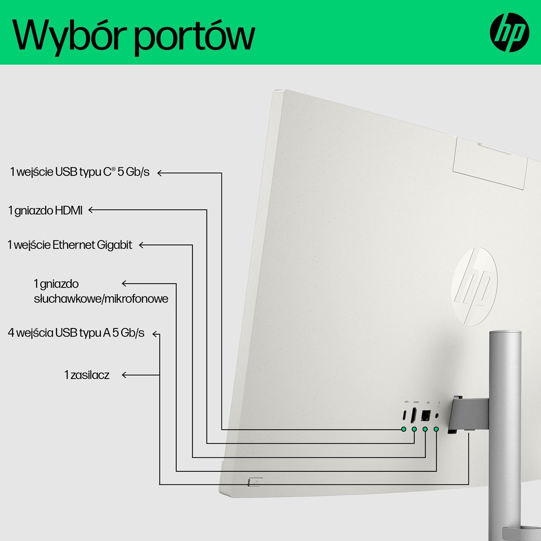 Kompjuter All-in-One HP 24-cr0011nw, i5-1335U, 23.8", 512GB SSD, i zi