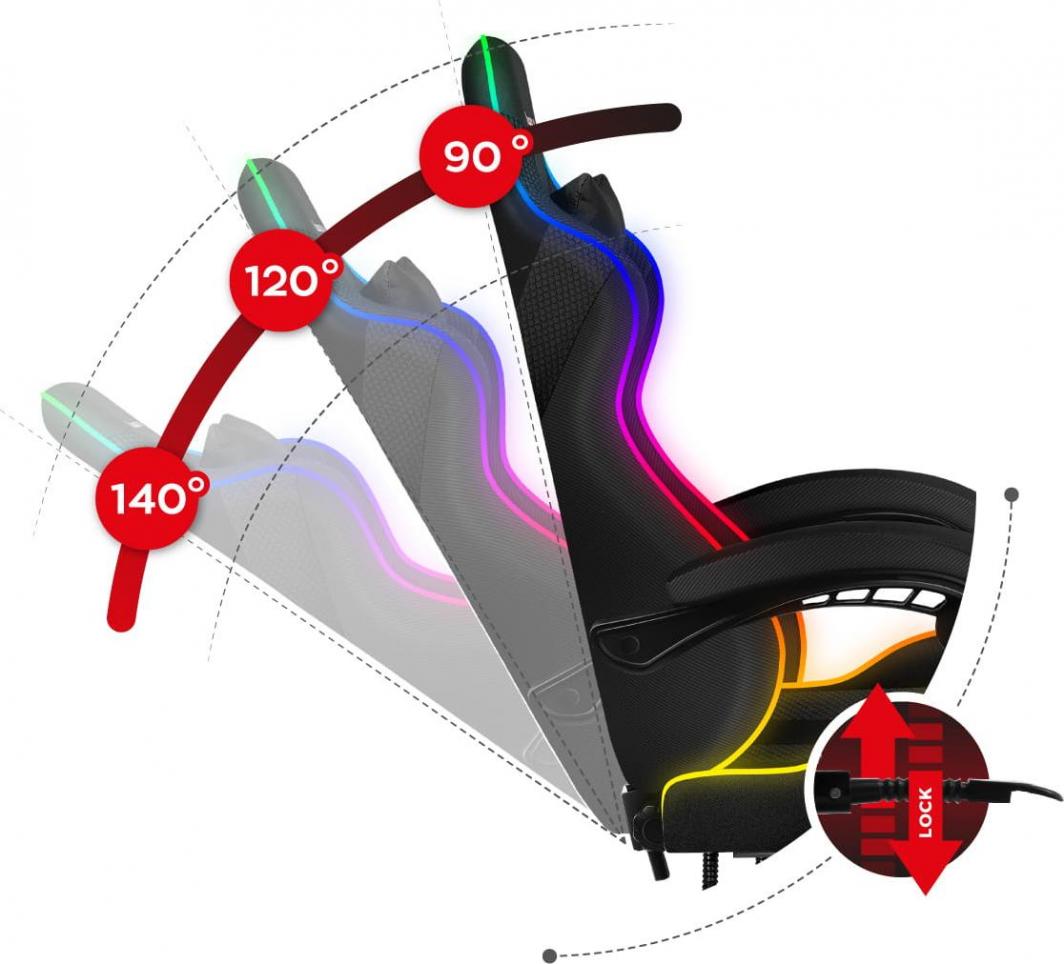 [OUTLET] Karrige Huzaro Force 4.7 RGB, e zezë