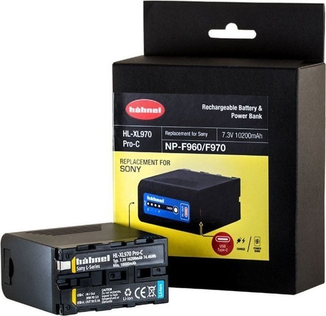 Bateri për kamerë Hahnel HL-XL970 PRO-C, zëvendësuese për Sony NP-F960 F970, USB-C