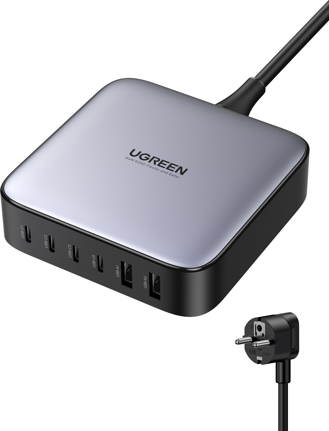 Karikues muri Ugreen Nexode 200W, 2x USB A, 3x USB C, i zi