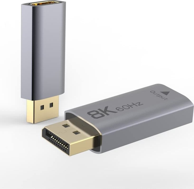 Adapter video PremiumCord HDMI 2.1 në DisplayPort 1.4, 8K 60Hz, 4K 144Hz, gri Space