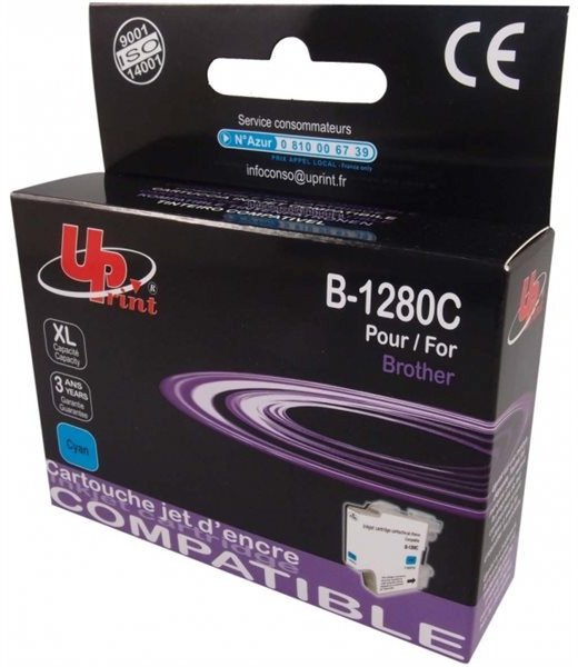 Kartutsh boje UPrint B-1280C, 16 ml XL, cyan, kompatibile me Brother LC1240C LC1280XLC LC1220C