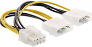 Kabllo adaptuese energjie InLine 26628C, 2x Molex në PCIe 8 pin, 0.15m, e verdhë