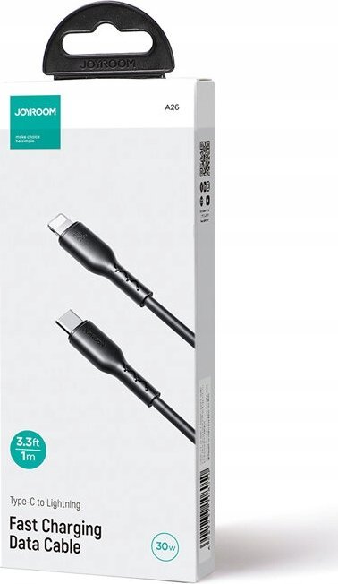 Кабел за полнење Џојрум Флеш-Чарџ Сериес SA26-CL3, USB-C во Лајтнинг, 30W, 1m, црн