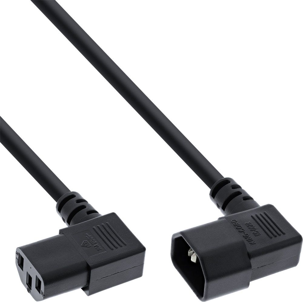 Kabllo zgjatues rryme InLine C13 C14, 0.5m, këndore, i zi