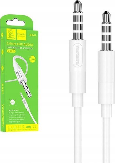 Kabllo audio Vega DENMEN DX01, 3.5mm femër në femër, 1m, e bardhë