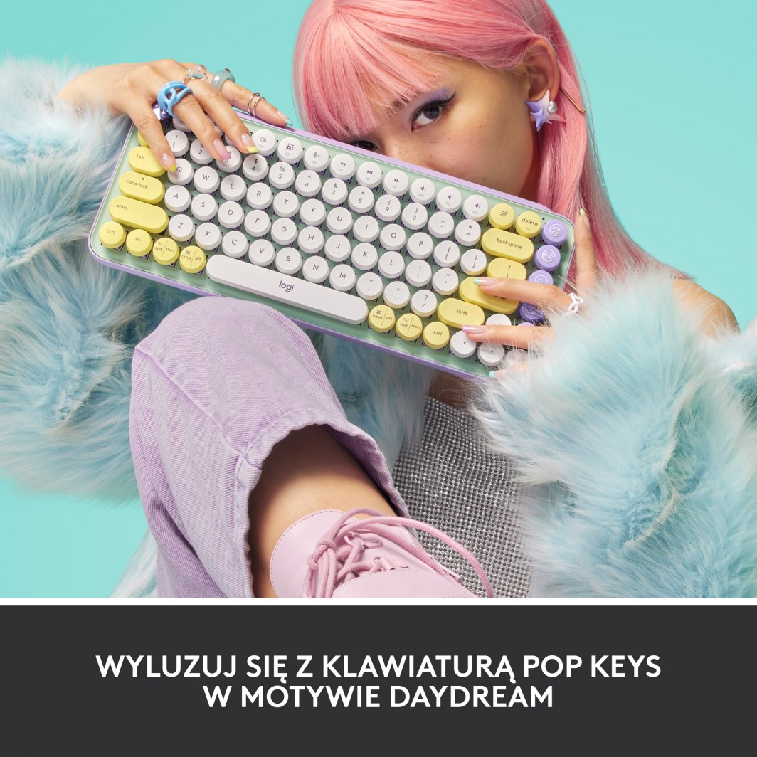 Tastierë Logitech POP Keys Fresh Vibes (920-010736), e bardhë/e gjelbër