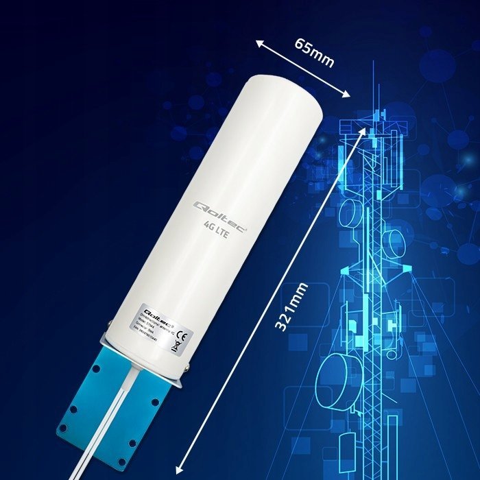 Надворешна антена 4G LTE Qoltec DUAL, 5 dBi, оминидивидуелна, бела