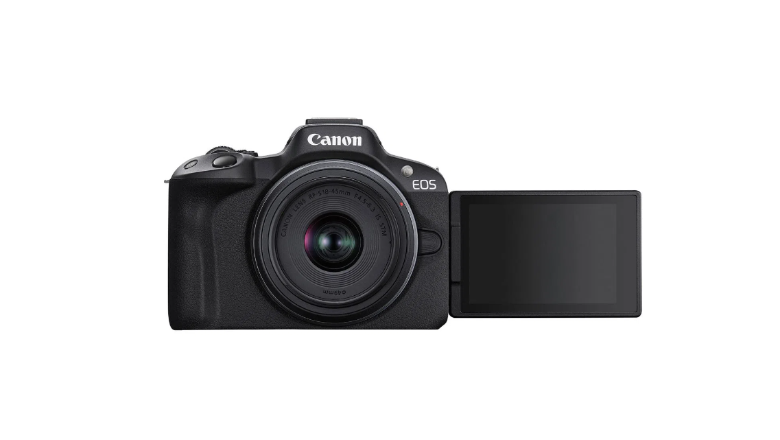 Kamerë mirrorless Canon EOS R50, 24.2MP, 4K, me lente RF-S 18-45mm, e zezë