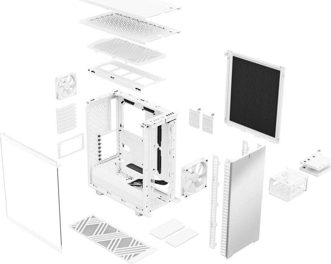 Kasë Fractal Design Define 7 Compact TG Clear Tint, e bardhë, Midi Tower