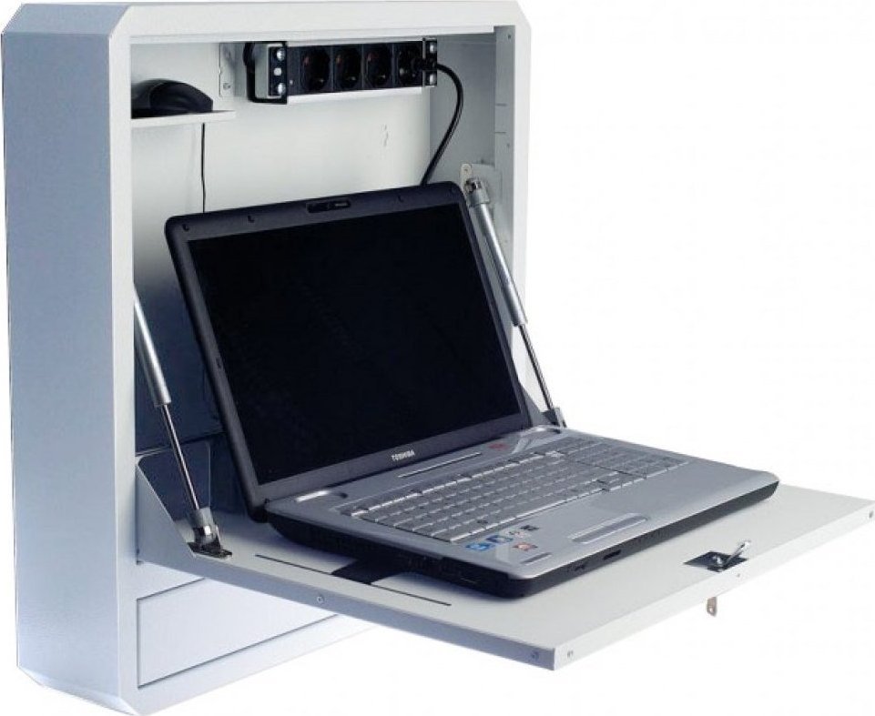 Kabinet muror kundër vjedhjes Techly, për laptop 19", çelik, i bardhë