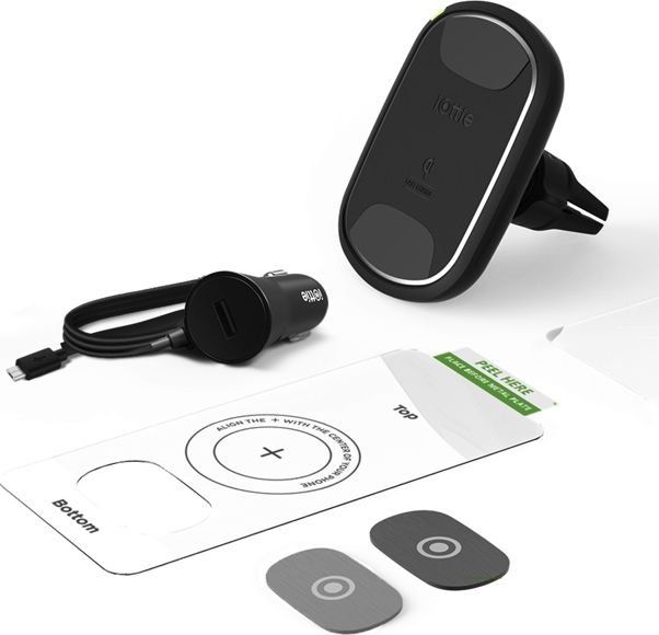 Mbajtës magnetik për veturë iOttie iTap 2, montim në grilë ajri, karikim wireless QI, i zi