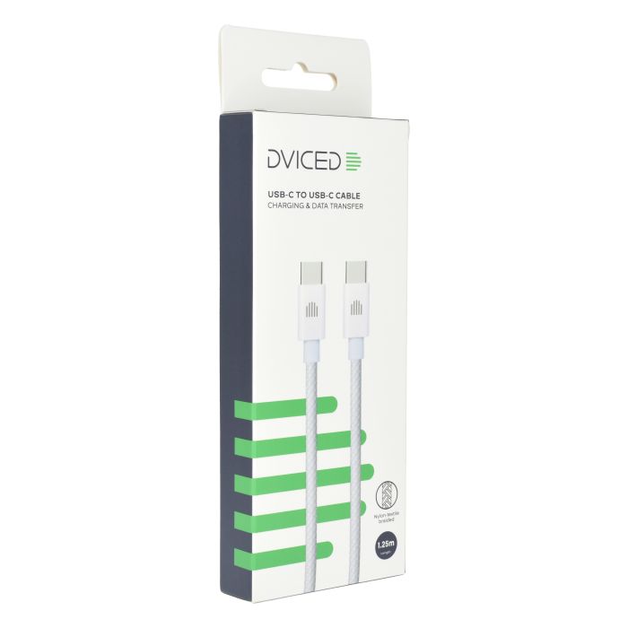 Dviced Cable USB-C To USB-C Nylon Textile 1,25M, White