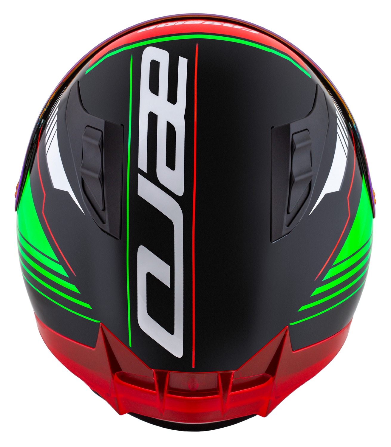 Helmetë moto CASSIDA Aero Drome 2026, integrale, polikarbonat, e zezë perlë e kuqe jeshile e bardhë
