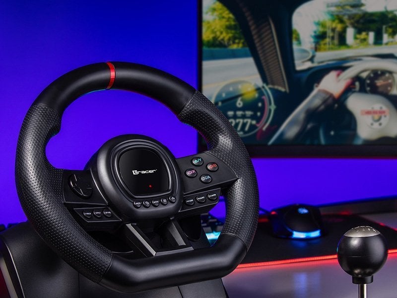 Timon lojërash Tracer Simracer, me marsha manualë, 6 në 1, i zi