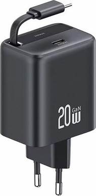 Karikues USB USAMS CC233, 20W PD QC, 2x USB C me kabllo tërheqëse, i bardhë