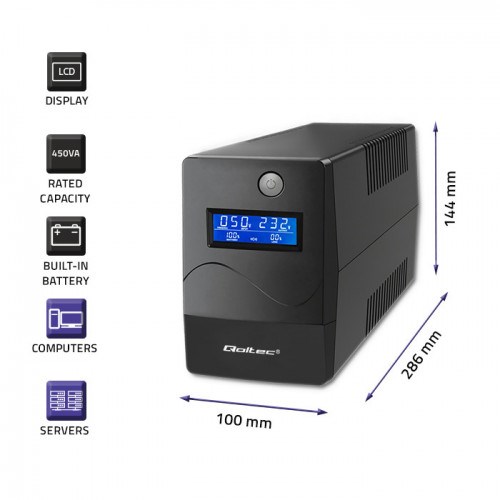 UPS Qoltec Monolith, 0.45 kVA, 240W