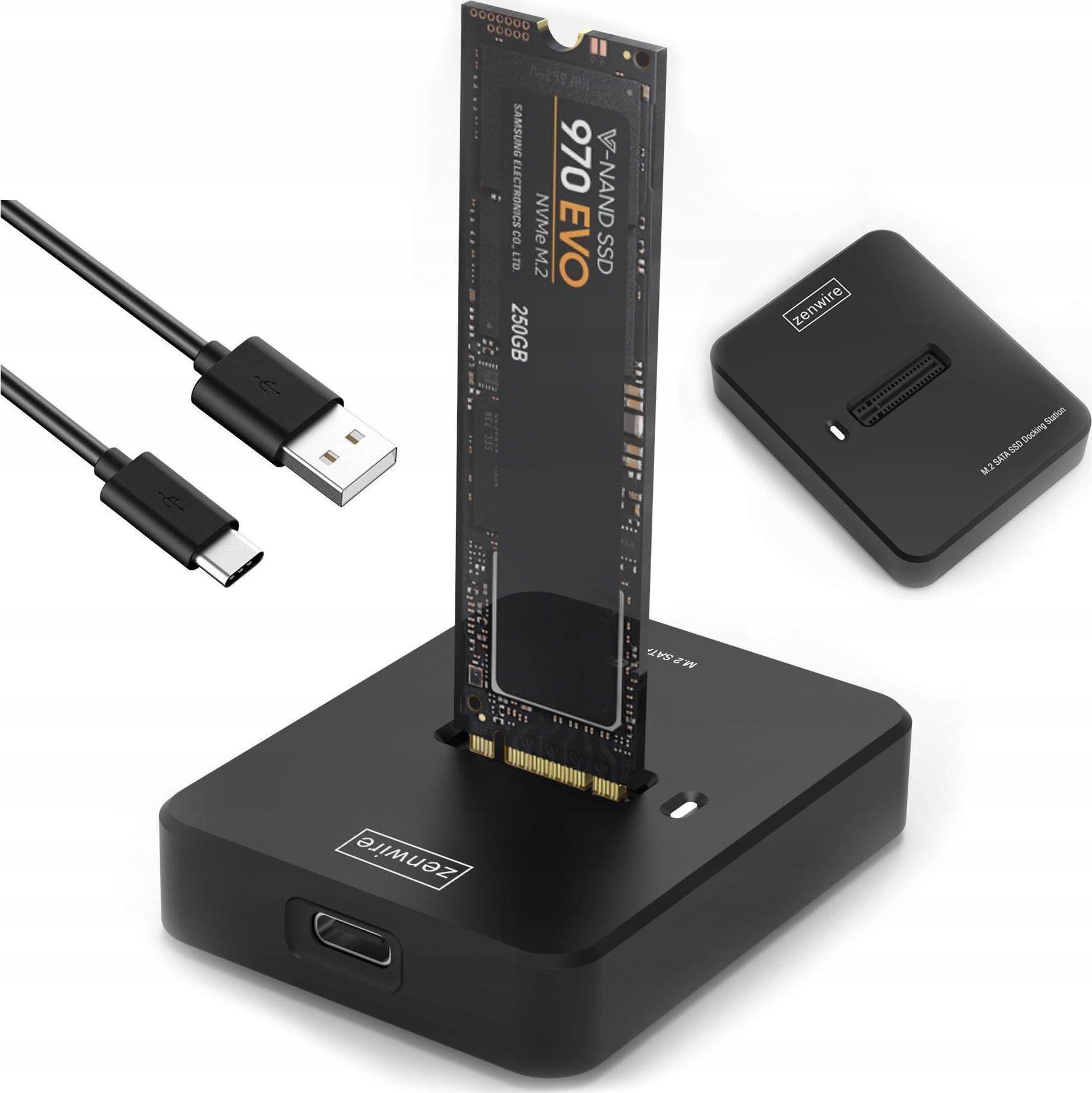 Adaptues për SSD M.2 NVMe SATA, USB C, 10Gbps, i zi