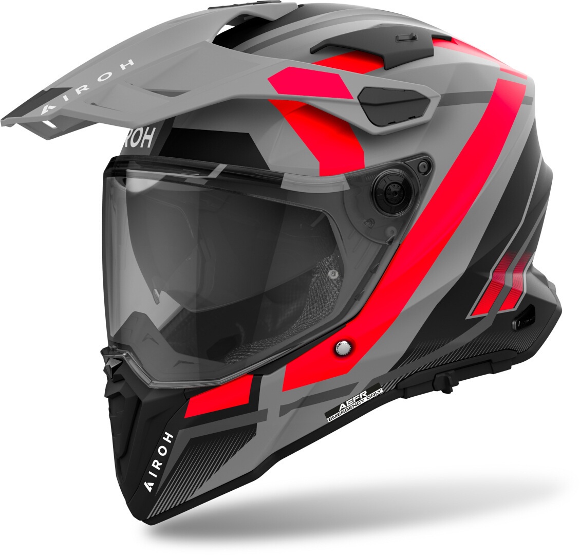Helmeta adventure Airoh Commander 2 Mavick, antifog, ventilim i avancuar, gri mat portokalli e zezë, XL