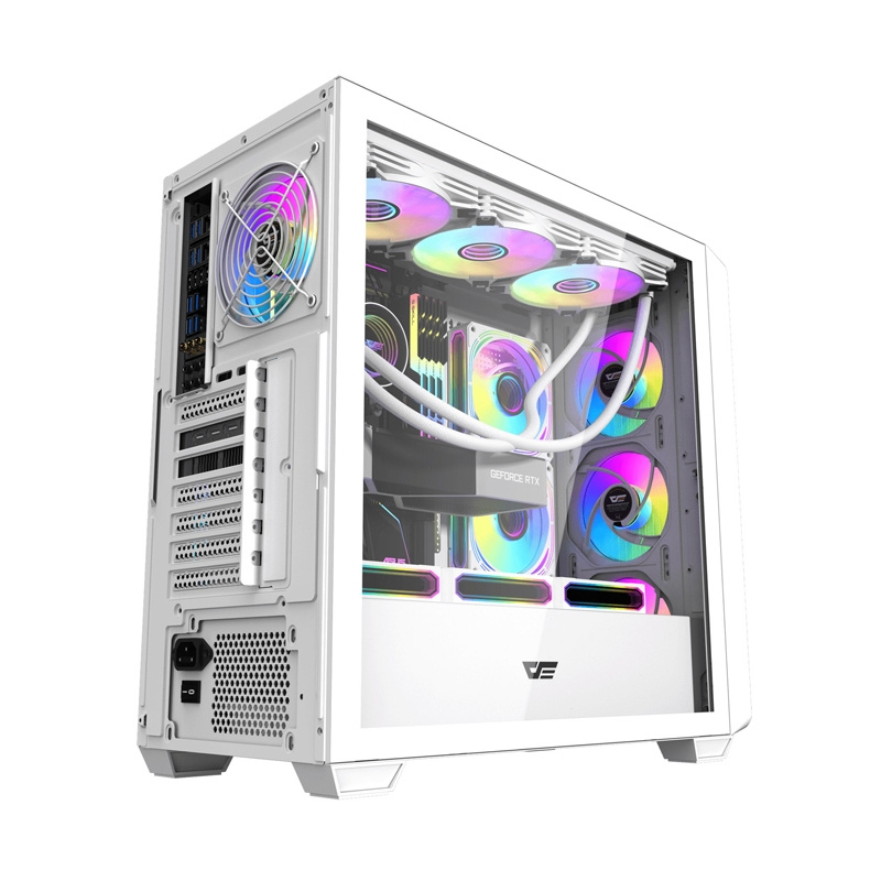 Kuti kompjuteri DarkFlash DS900WD, ATX Mid Tower, panel xhami i temperuar, e bardhë
