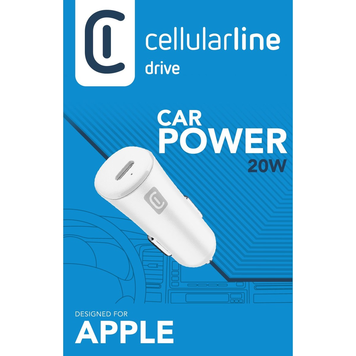 Karikues për veturë Cellularline CBRIPHUSBCPD20WW, 20W, type-C, i bardhë