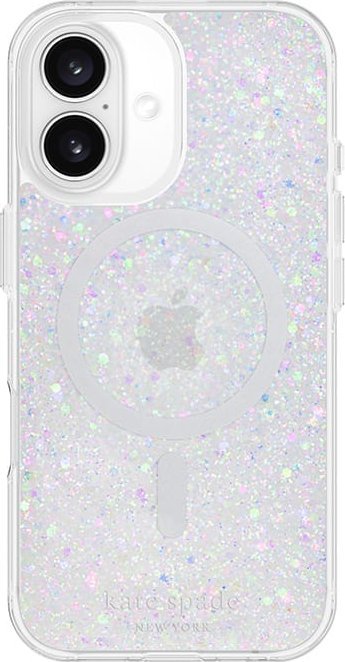 Заштитна маска за телефон Kate Spade New York Chunky Glitter MagSafe, за iPhone 16, транспарентна со сјај