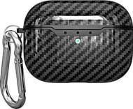 Kuti mbrojtëse Beline Carbon Cover për AirPods Pro, TPU, me karabinë, e zezë