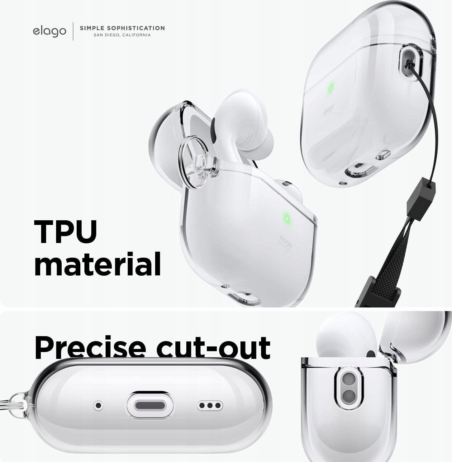 Mbulesë për AirPods Pro 2 Elago, transparente, me varëse, mbështet karikim wireless
