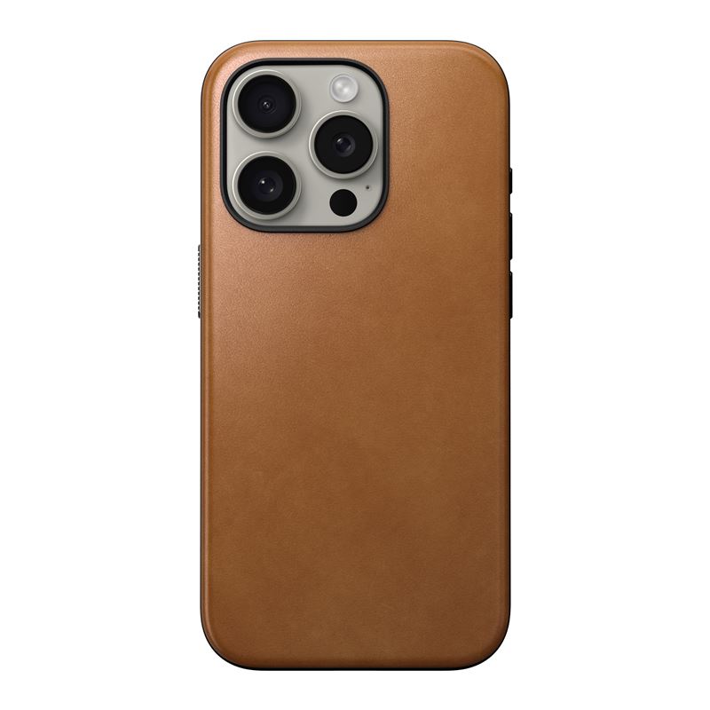 Kapin telefoni Nomad Modern Leather Case me MagSafe për iPhone 15 Pro, lëkurë natyrale, English Tan