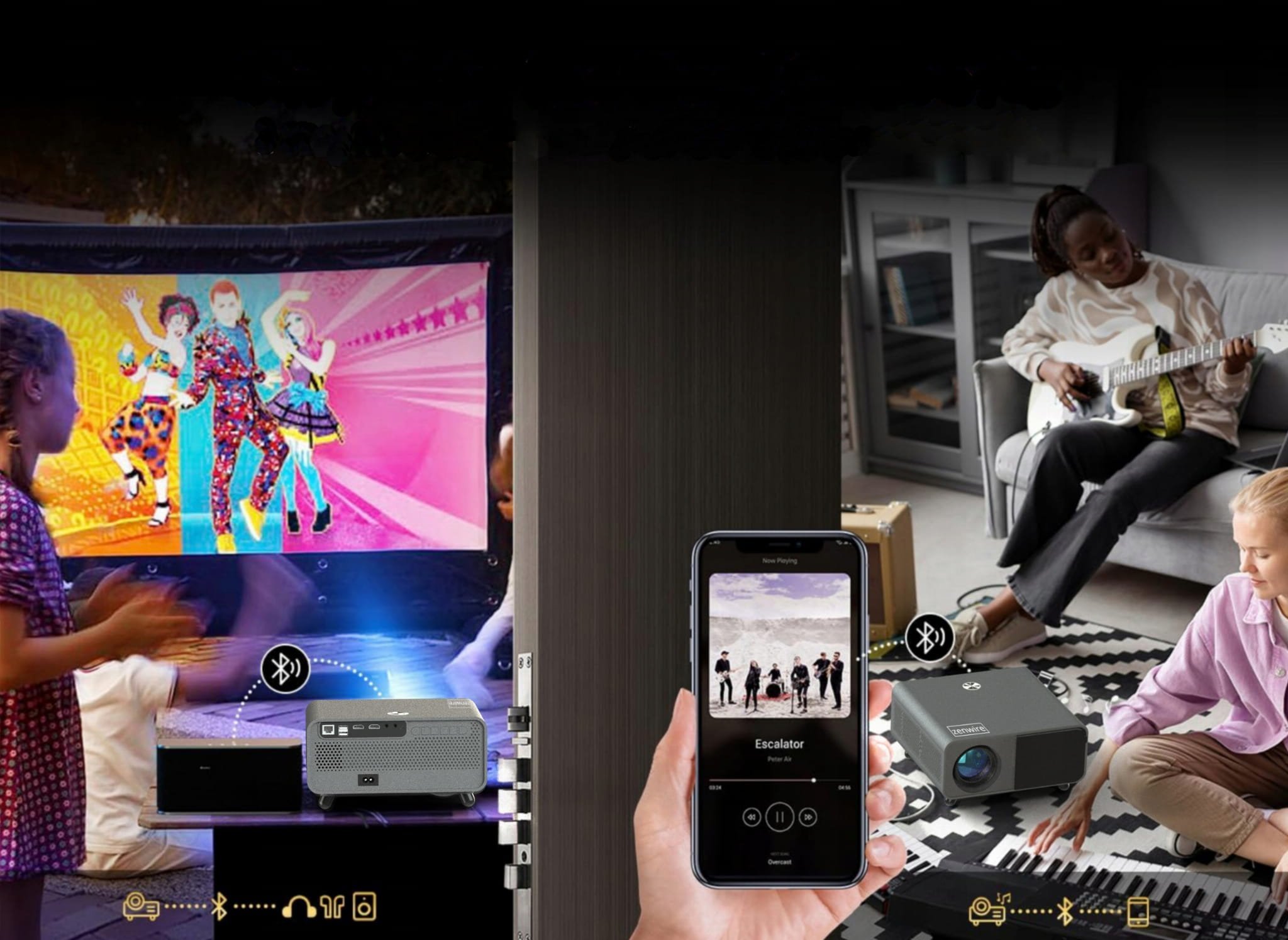 Projektor Zenwire X5, Full HD 4K, Android WiFi, 16500 lm, i bardhë