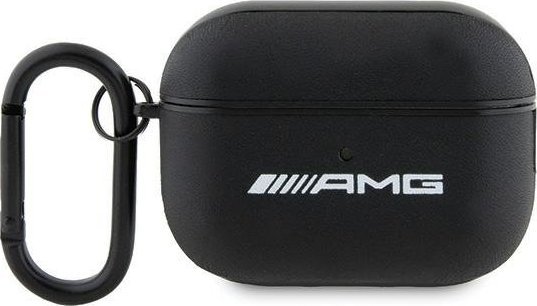 Mbulesë AMG AMAP2SLWK për AirPods Pro 2, lëkurë eko, logo e bardhë, e zezë