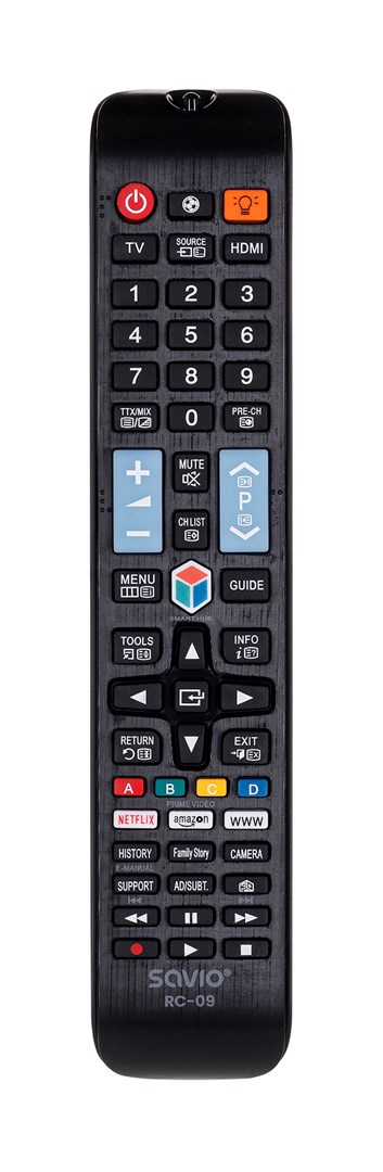 Pilot universal Savio RC-09, për Samsung Smart TV, me infrakuq, i zi