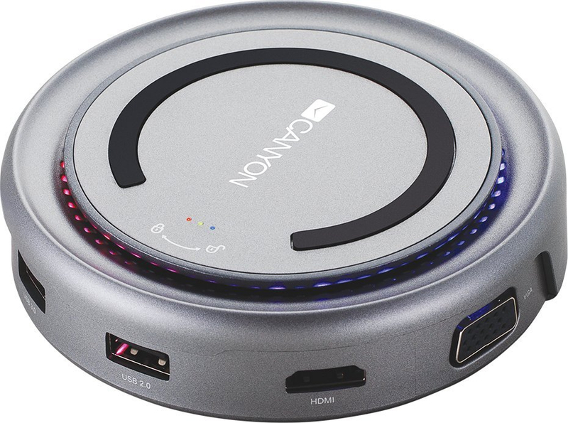 Docking station Canyon DS-7, 7 në 1, USB C, karikim wireless 10W, gri