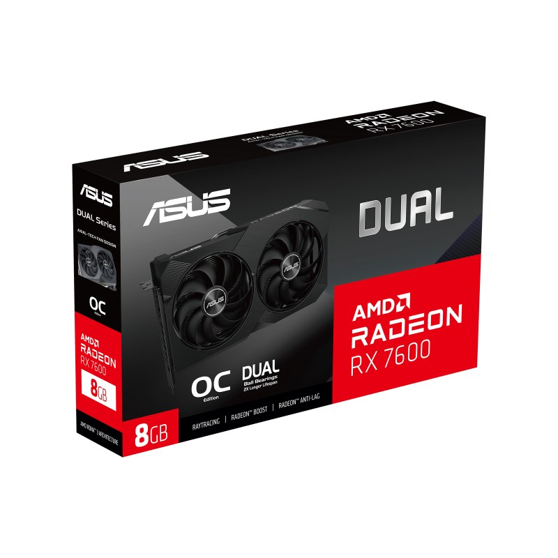 Kartë grafike ASUS Dual AMD Radeon RX 7600, 8 GB GDDR6