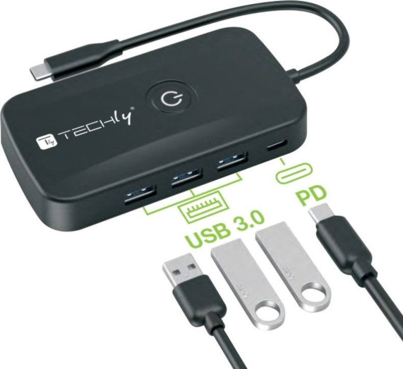Adapter video pa tela Techly 5 in 1 USB C Hub, 3x USB 3.0, PD 100W, i zi