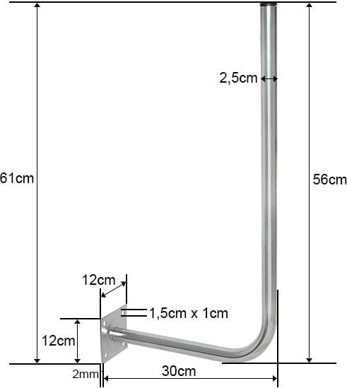 Mbajtës përforcues antene Emos, 90 cm, për tuba deri 60 mm, i galvanizuar