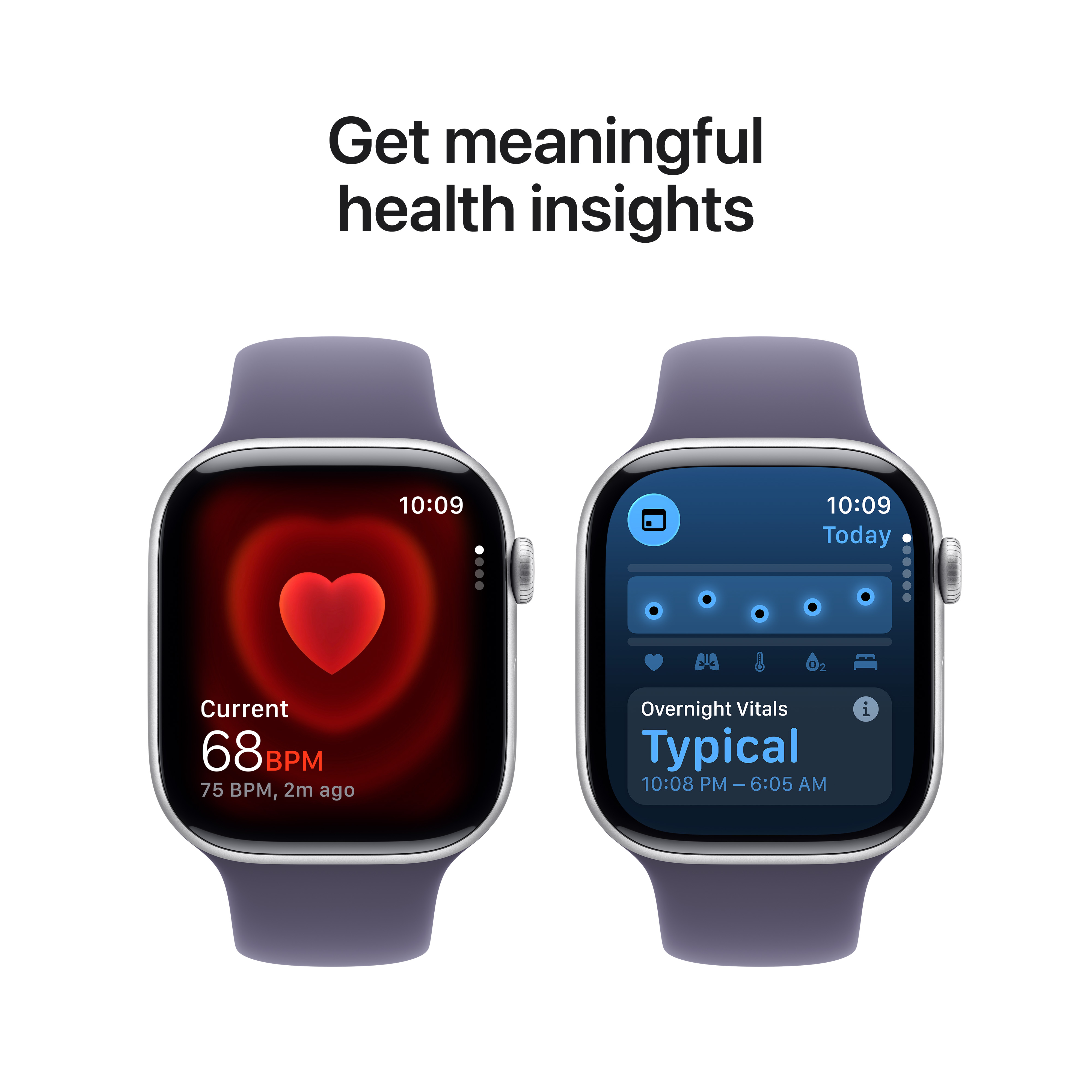 Apple Watch Series 11 GPS 42mm Silver Aluminium Case with Purple Fog Sport Band, S/M
