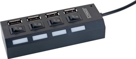 Hub USB Schwaiger UH4013, 4 porta, USB 2.0 480 Mbit/s, i zi