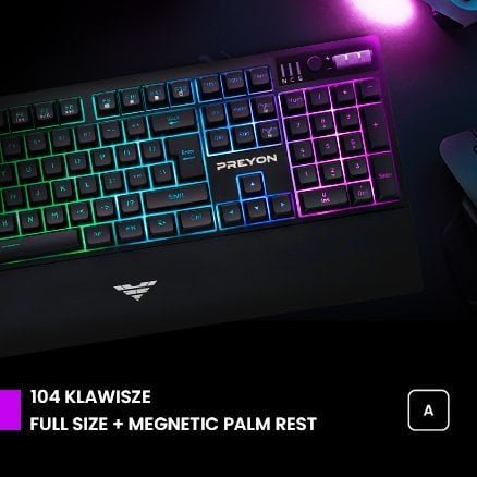 Set tastiere gaming Preyon Long Claw Alpha, 104 taste, RGB, me mouse pad Falcon Speed XL, i zi