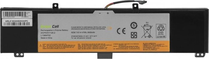 Bateri laptopi Green Cell L13M4P02, 6400mAh, për Lenovo Y50, e zezë