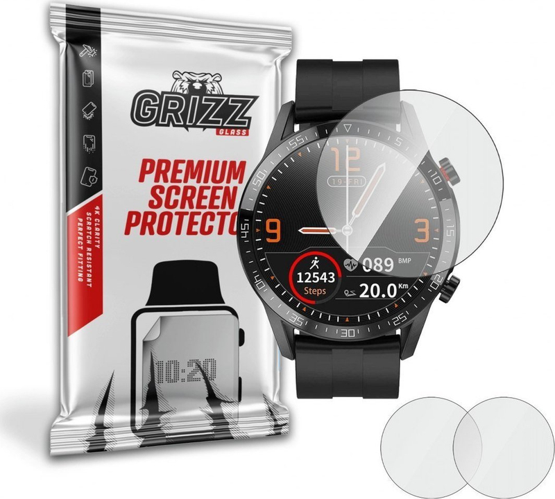 Xham mbrojtës GrizzGlass Hybrid Glass, për Grizz Smartwatch L13, paketim OxyFree, set 2 copë