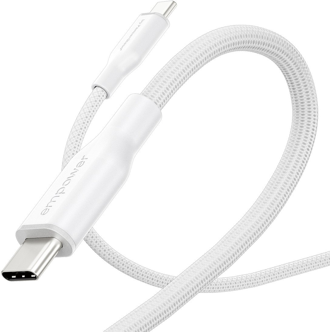 Kabllo USB C PanzerGlass Empower Racing, 60W, USB 2.0, 1.2m, e bardhë argjendi