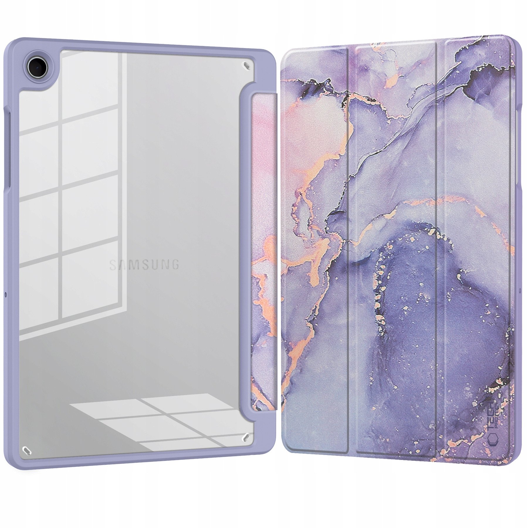 Mbulesë tablet Tech-Protect SC Pen Hybrid, Galaxy Tab A9 A11 8.7, Violet Marble, vjollcë