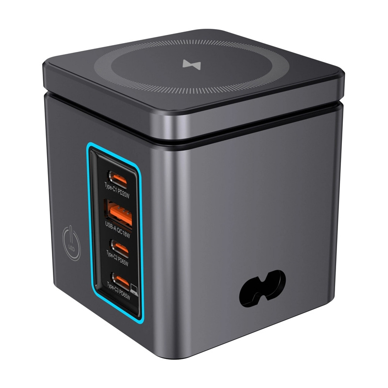 Ngarkues muri BlitzWolf BW‑i113 GaN, 105W, 3xUSB‑C 1xUSB‑A, gri
