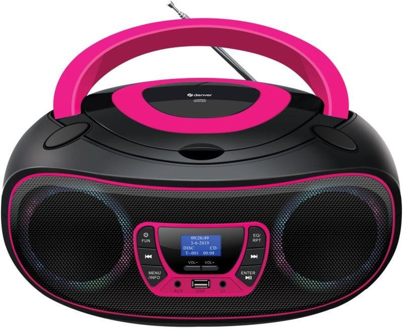 Radio portative Denver TDB-212P, CD, DAB+, Bluetooth, e zezë rozë
