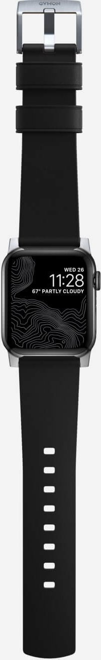 Rrip për Apple Watch Active Band Pro, 46mm 49mm, lëkurë sportive, argjend e zi